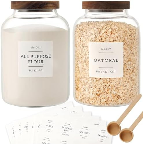 2 PCS Large Glass Jar with Airtight Lid, Glass Food Storage Jars for Tea,Spice,Cereal, Egg,Flour,... | Amazon (US)