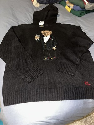 New With Tags Polo Ralph Lauren Sweater Wool Mens XL Bear Knit Hoodie | eBay US