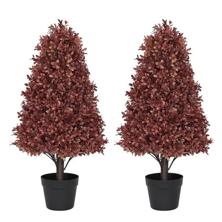 poetree 30" Artificial Boxwood Topiary Tree, UV-Resistant Faux Plant for Outdoor Fall Porch Decor, Front Door, Patio, Garden, Indoor Home Decoration, 2-Pack | Walmart (US)