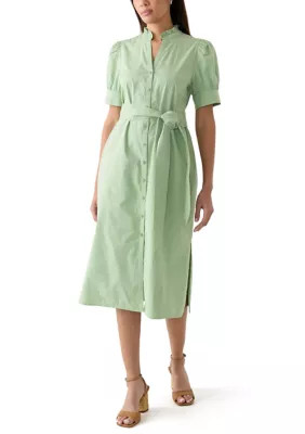 Women's Short Sleeve Button Up Midi Straight Dress | Belk