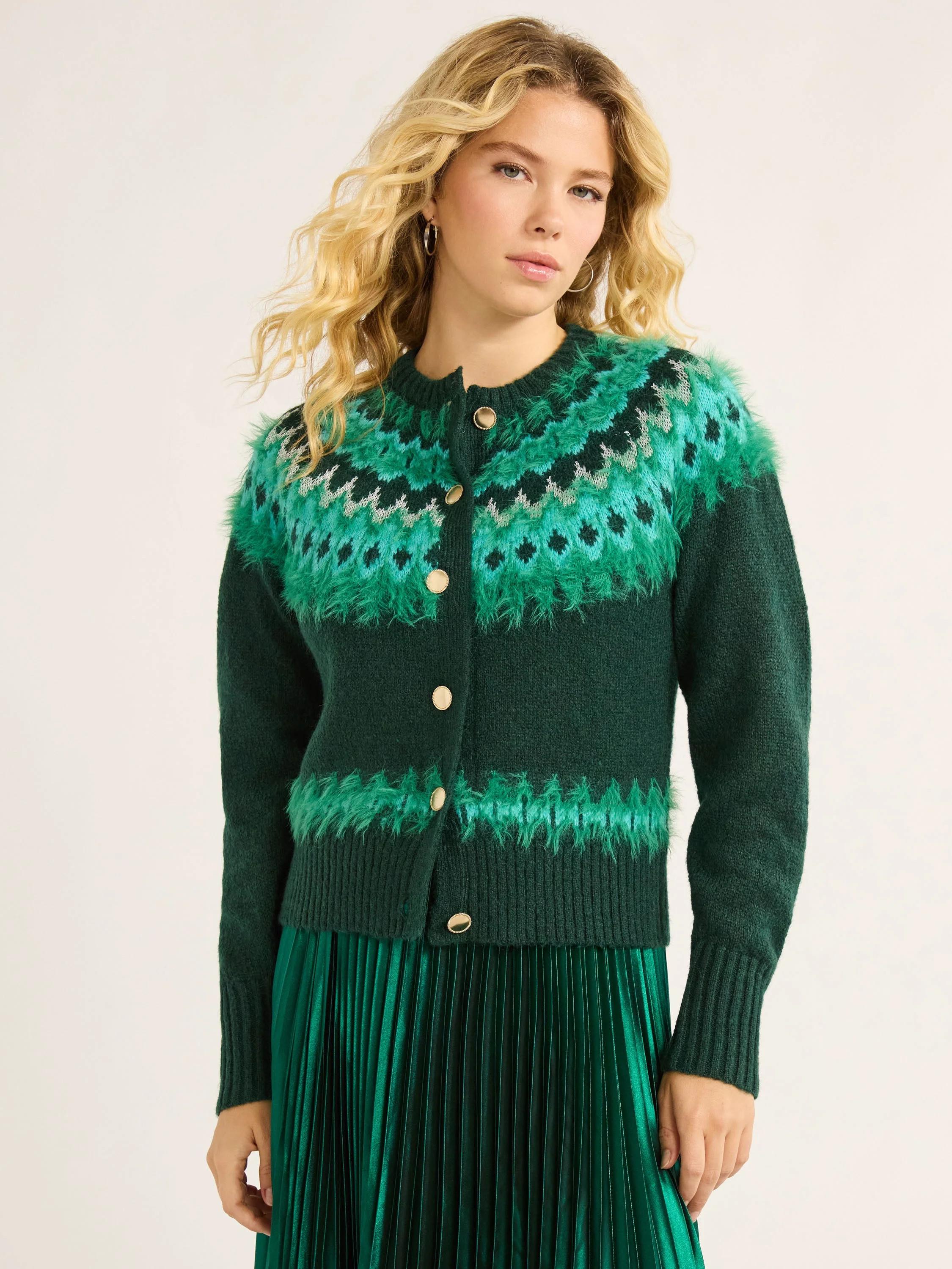 Free Assembly Women’s and Women's Plus Fair Isle Cardigan Sweater, Midweight, Sizes XS-4X | Walmart (US)