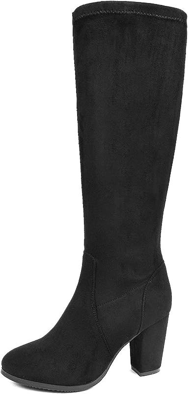 DREAM PAIRS Women's Chunky Heel Knee High and Up Boots | Amazon (US)