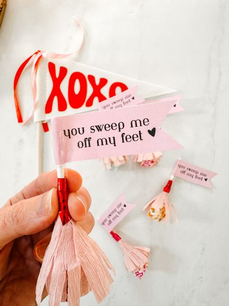 Valentine idea- you sweep me off my feet- little dum dum lollipop brooms 