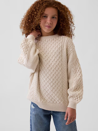 Kids 100% Cotton Oversized Cable-Knit Sweater | Gap (US)