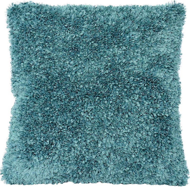 Moove Teal Shag Throw Pillow, 18" | At Home