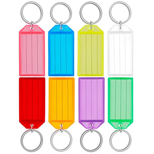 Uniclife 20 Pack Tough Plastic Key Tags with Split Ring Label Window, Assorted Colors | Amazon (US)