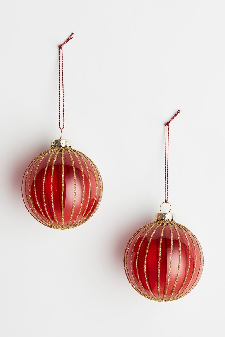 2-pack Glittery Glass Christmas Ornaments | H&M (US + CA)