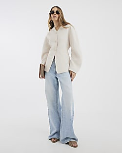 Cream Puff Sleeve Tailored Blazer | River Island UK & IE