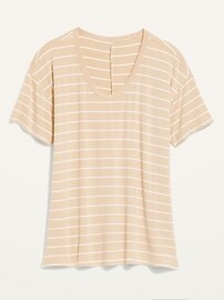 Short-Sleeve Luxe Oversized Scoop-Neck Striped Tunic T-Shirt for Women | Old Navy (US)