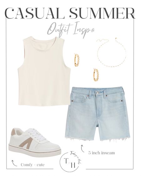 High waisted jean shorts  5 inch inseam jean shorts  cropped tank top  white sneakers  delicate gold necklace  small gold hoops  summer OOTD  casual summer OOTD  summer brunch outfit inspo  summer concert outfit inspo  teacher OOTD  teacher style  teacher work style workwear  business casual  business office outfit  teacher ootd  teacherfit  ootd  trendteacher  teacher outfits  teacher


#LTKSaleAlert #LTKStyleTip #LTKSeasonal