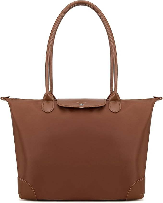 Milan Chiva Nylon Tote Bag for Women Large Shoulder Bag with Zipper Lightweight Foldable Work Tot... | Amazon (US)