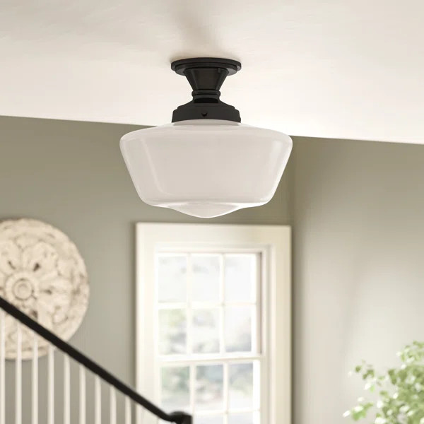 Katsikis 1 - Light 12'' Unique/Statement Schoolhouse Semi Flush Mount | Wayfair North America