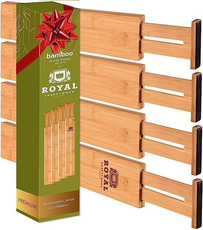 Adjustable Bamboo Drawer Dividers Organizers - Expandable Drawer Organization Separators For Kitc... | Amazon (US)