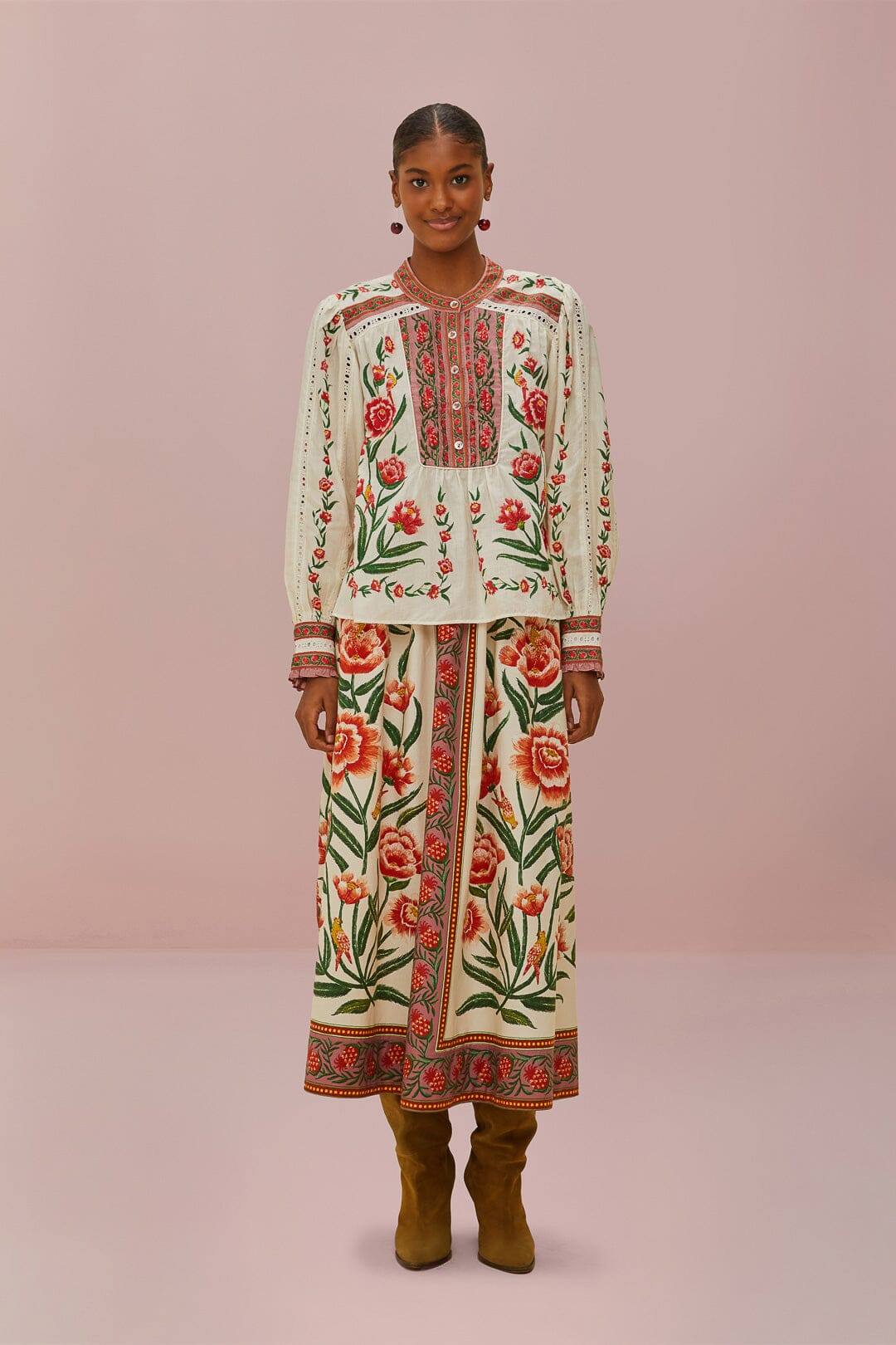 Off-White Ainika Delicate Midi Skirt | FarmRio (US)