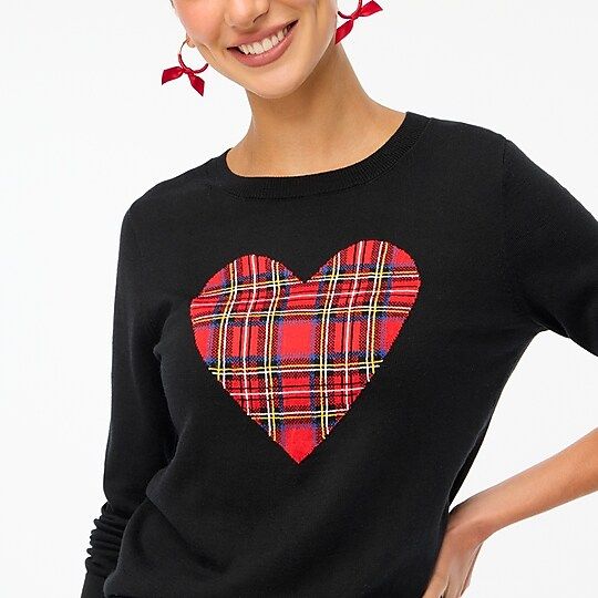 Tartan heart Teddie sweater | J.Crew Factory
