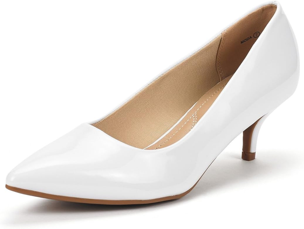 DREAM PAIRS Women's Moda Low Heel D'Orsay Pointed Toe Pump Shoes | Amazon (US)