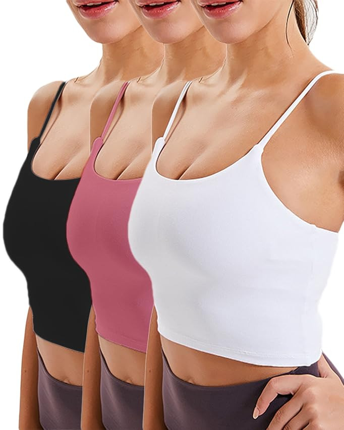 oyioyiyo Womens Padded Sports Bras Longline Medium Support Yoga Bra Workout Running Fitness Tank Top | Amazon (US)