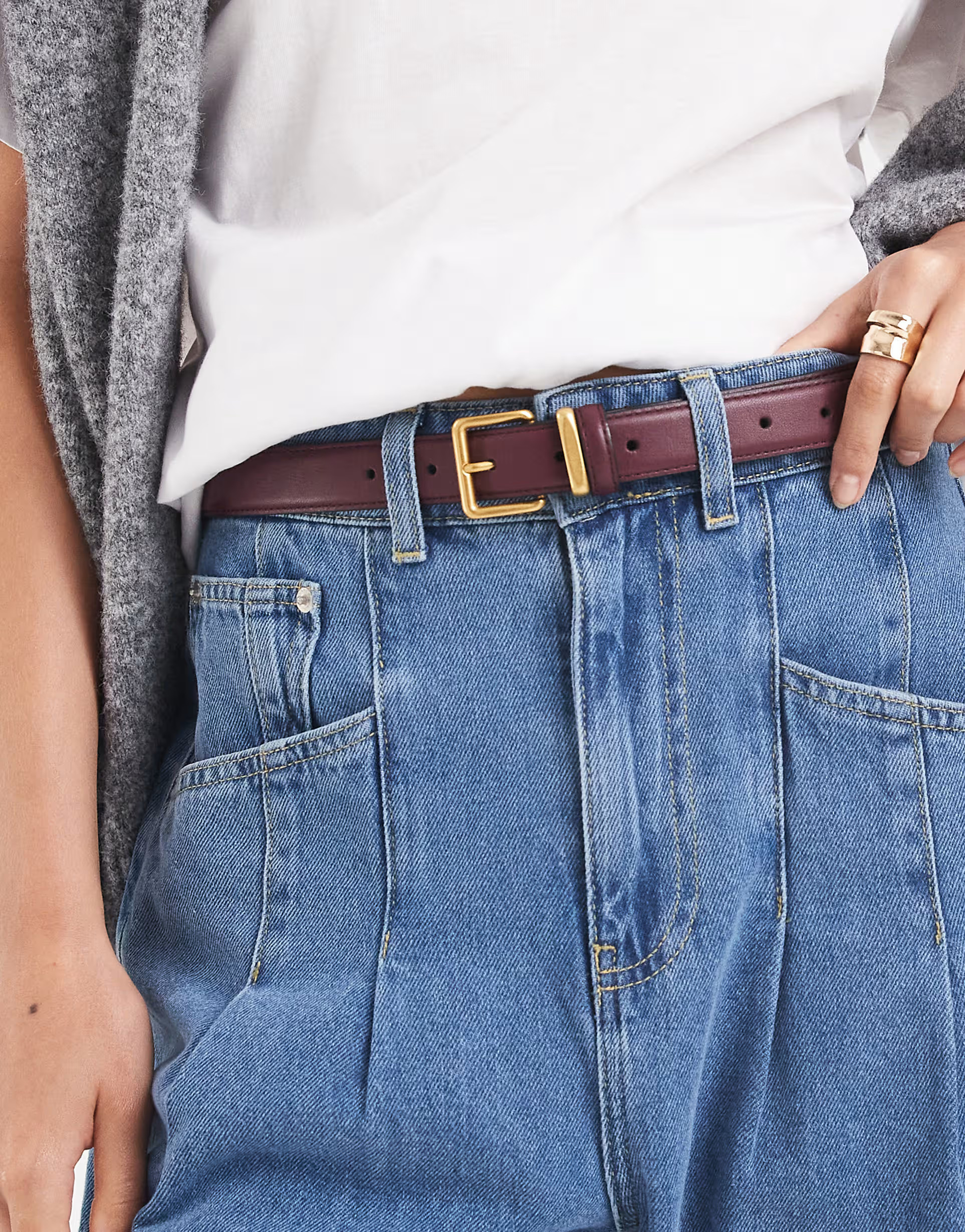 ASOS DESIGN – Taillen- und Hüftgürtel in Burgunderrot mit eckiger Schnalle | ASOS | ASOS (Global)