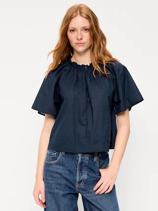 Loose Short-Sleeve Striped Top | Old Navy (US)