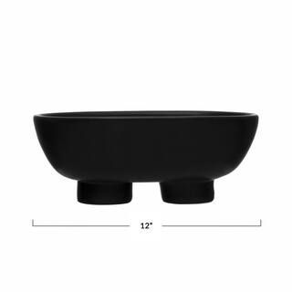 12" Black Stoneware Footed Bowl | Michaels Stores