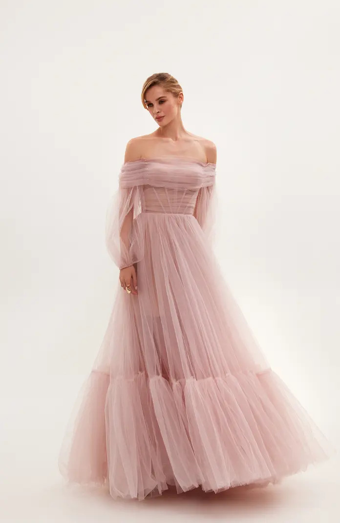 Milla Sheer Sleeves Maxi Tulle Dress | Nordstrom | Nordstrom