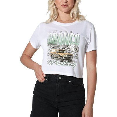 Women's Ford Bronco Off Road Desert Crop Top T-Shirt, White, Medium | Target