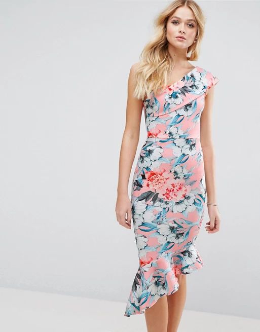 ASOS Floral Scuba One Shoulder Pephem Midi DressOut of stock :-(MORE FROM: | ASOS US