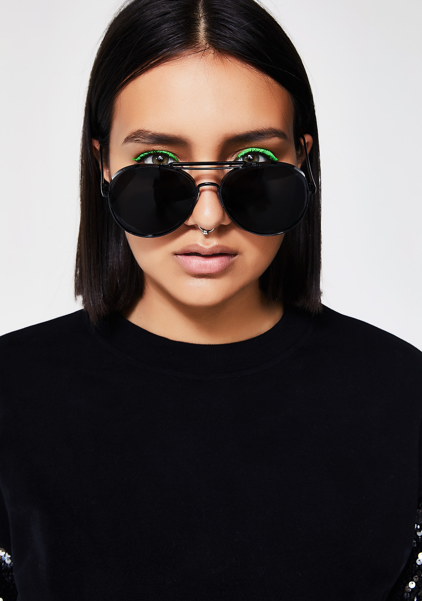 Black Metal Aviator Sunglasses | Dolls Kill