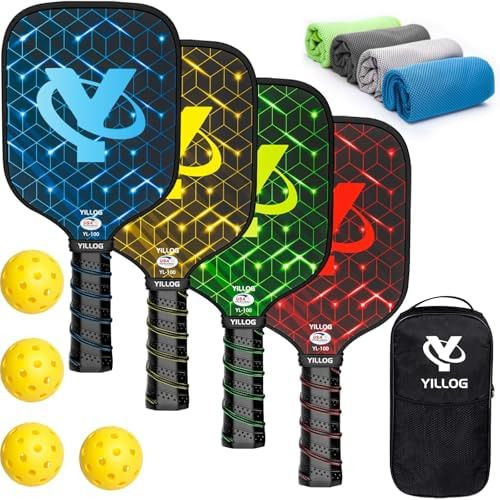 Pickleball Paddles, USAPA Approved Pickleball Paddle Set of 4, Fiberglass Surface Pickleball Set,... | Amazon (US)