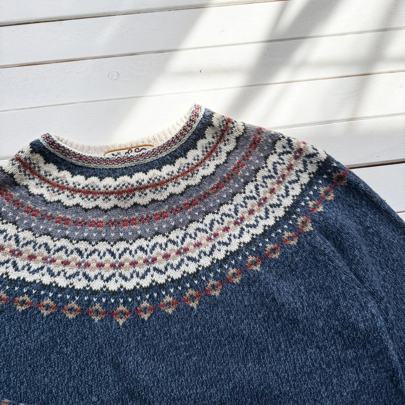 vtg Heirloom Collectibles blue Fair Isle sweater size M | Etsy (US)