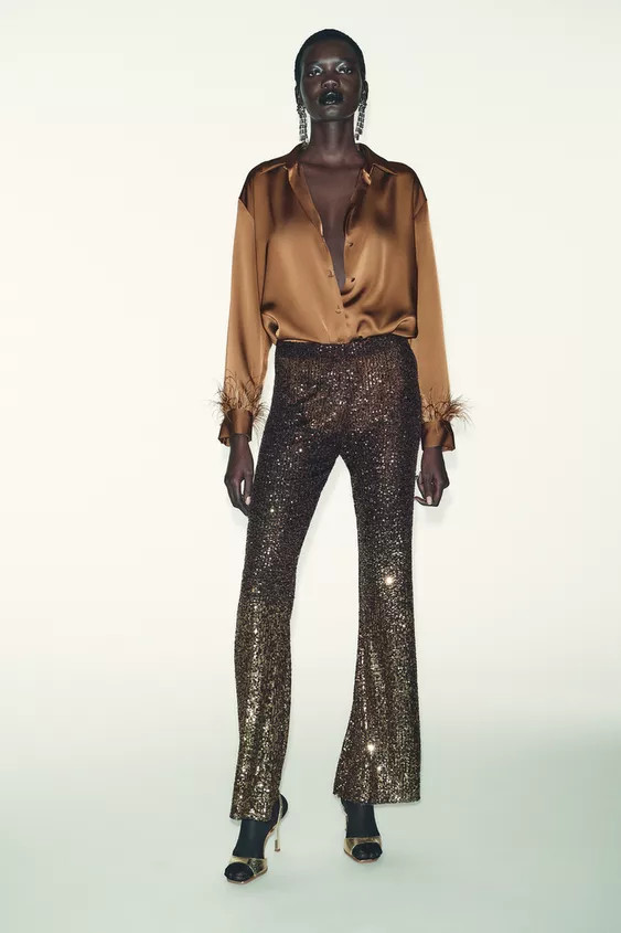 BLUSE IN SATINOPTIK MIT FEDERN | Zara DE