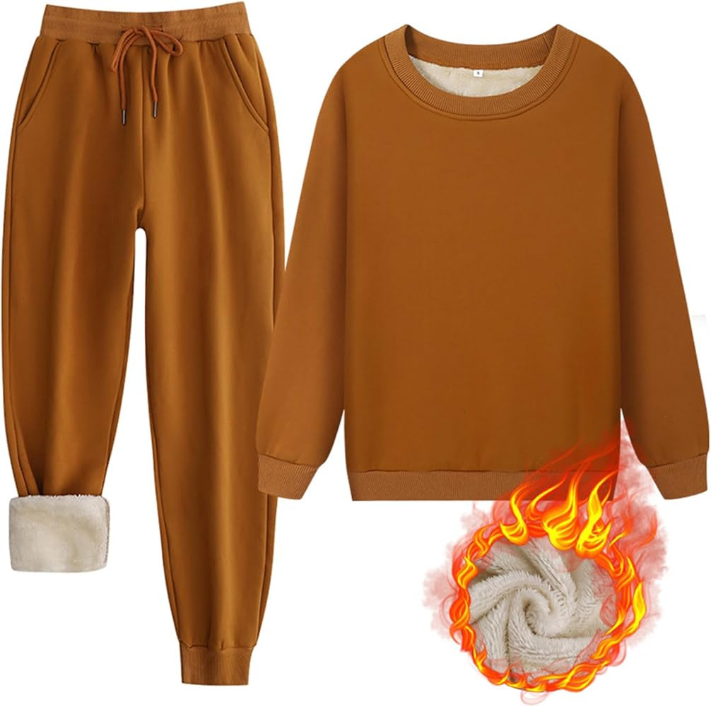 Colorful world Fleece Lined Lounge Sets for Women 2 Piece Outfits Tracksuit Pullover Hoodies Tops... | Amazon (US)