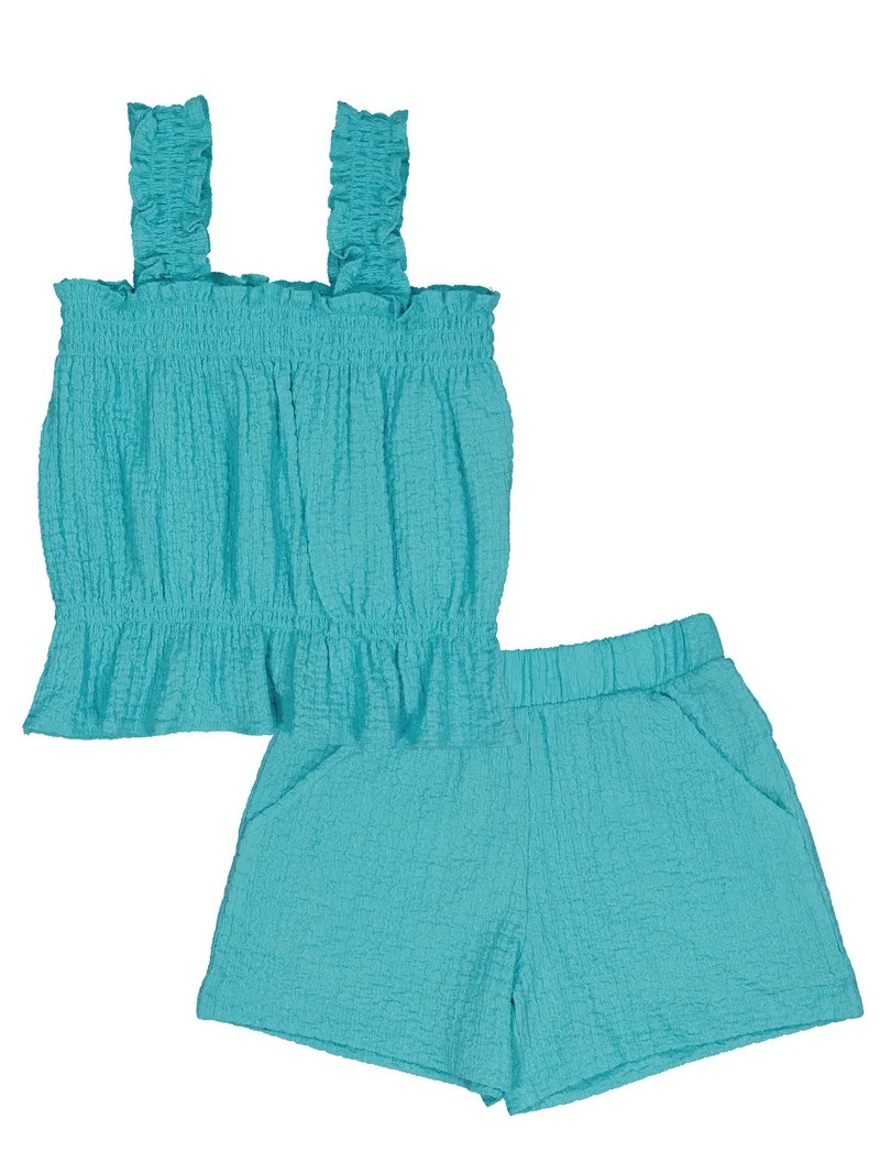 Wonder Nation Girls Textured Tank & Short, Sizes 4-18 & Plus | Walmart (US)