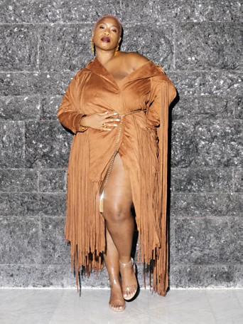 Mabel Jean Fringe Trench Coat - FTF LAB: Kelly Augustine - Fashion To Figure | Fashion to Figure