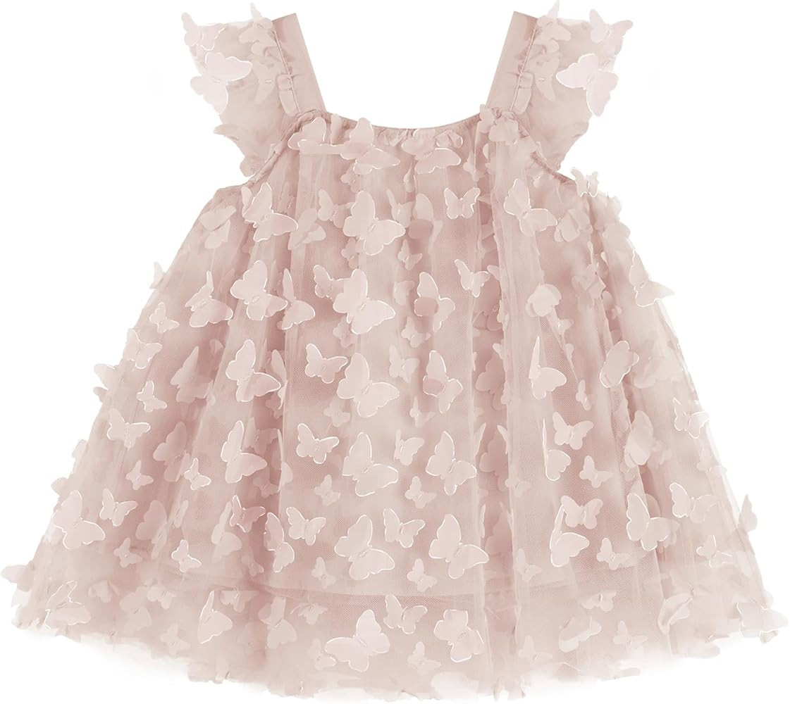 Miipat Baby Girls Tutu Dress Flutter Sleeve Toddler Tulle Dress Sequins Butterfly Birthday Party ... | Amazon (US)