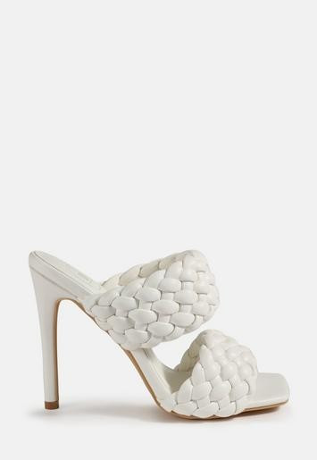 White Woven Double Strap Mules | Missguided (US & CA)