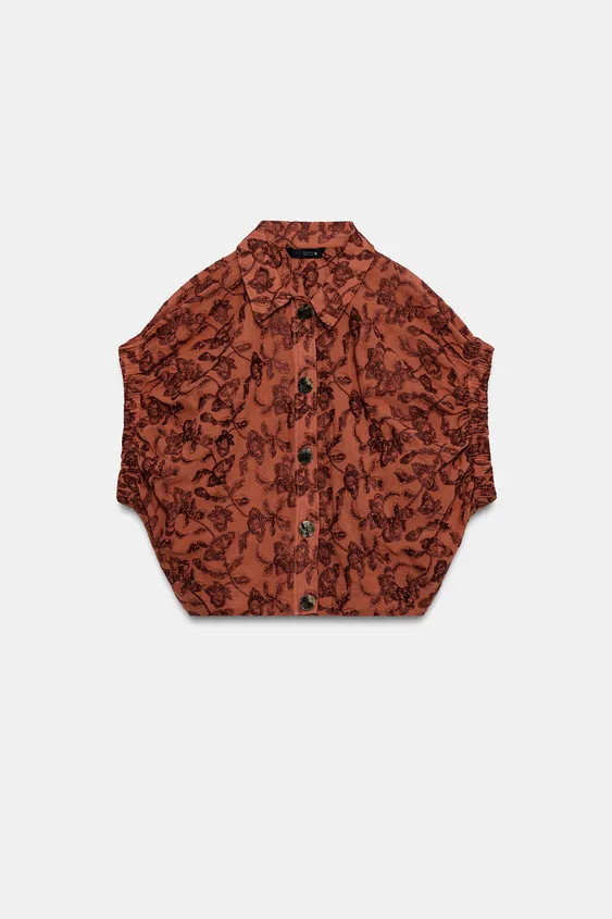 EMBROIDERED ELASTICIZED TOP | Zara US