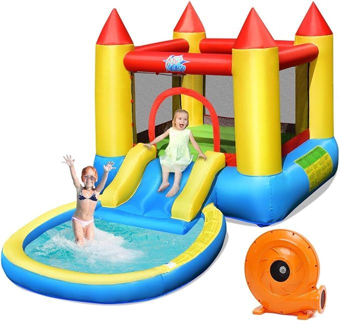 HONEY JOY Inflatable Bounce House, Kids Indoor Jumping Bouncer with Slides and Splash Pool, Ocean... | Amazon (US)