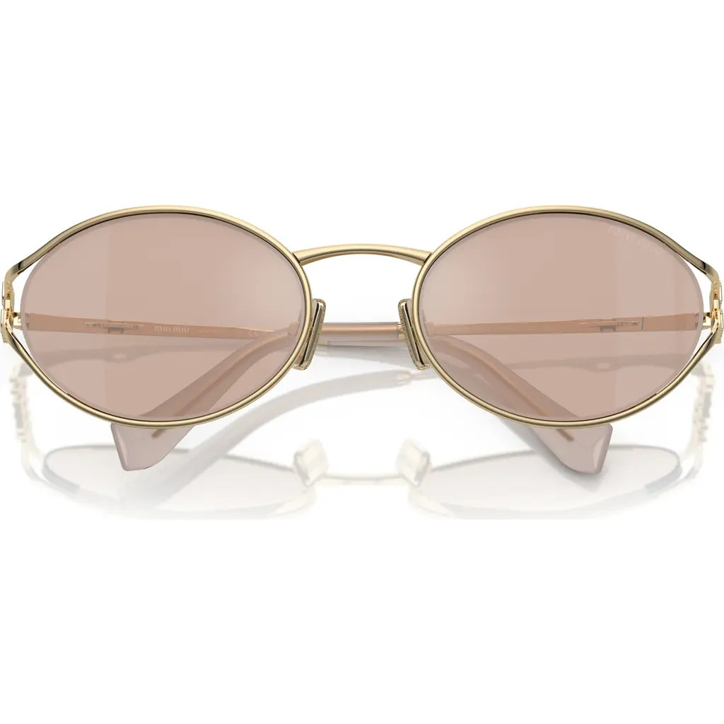 Miu Miu 54mm Oval Sunglasses in Silver /Pink Mirror Silver at Nordstrom | Nordstrom