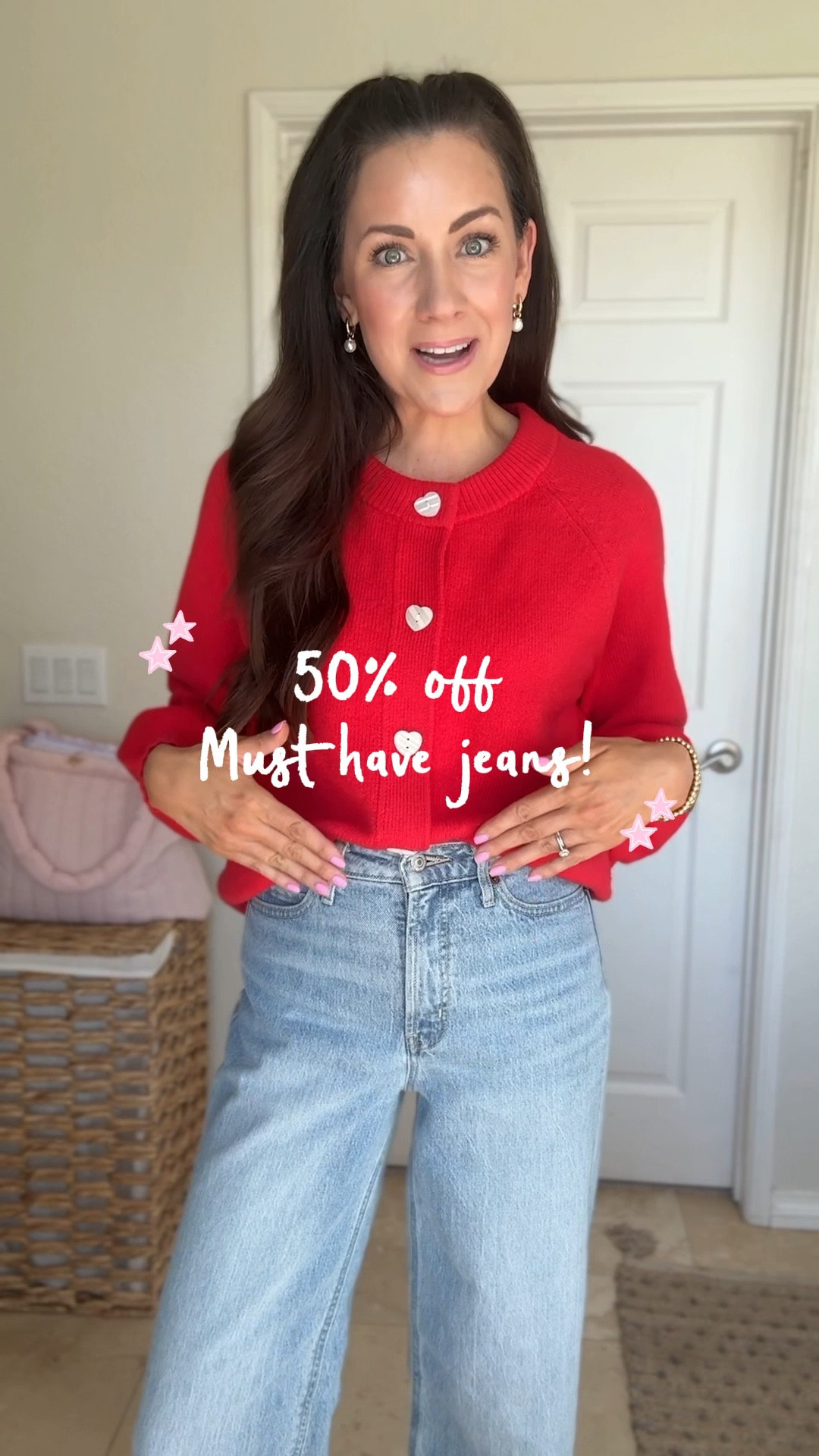 50% off these must have jeans!😍 a high rise fit that holds you in without digging in🤌🏼 the wash of the denim is perfection! I’ve been wearing these on repeat! wearing a 2 regular, between sizes go down because they give out a bit with wear. 
.
.
Sweater is 50% off too! Wearing a medium
.
.
#oldnavystyle 

#LTKValentine #LTKSeasonal #LTKSaleAlert