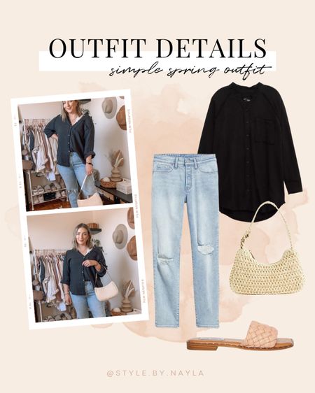 Casual spring outfit - my fave button up shirt, straight leg jeans, braided slide sandals 
Spring fashion, midsize style, simple outfits


#LTKSeasonal #LTKFind #LTKunder100