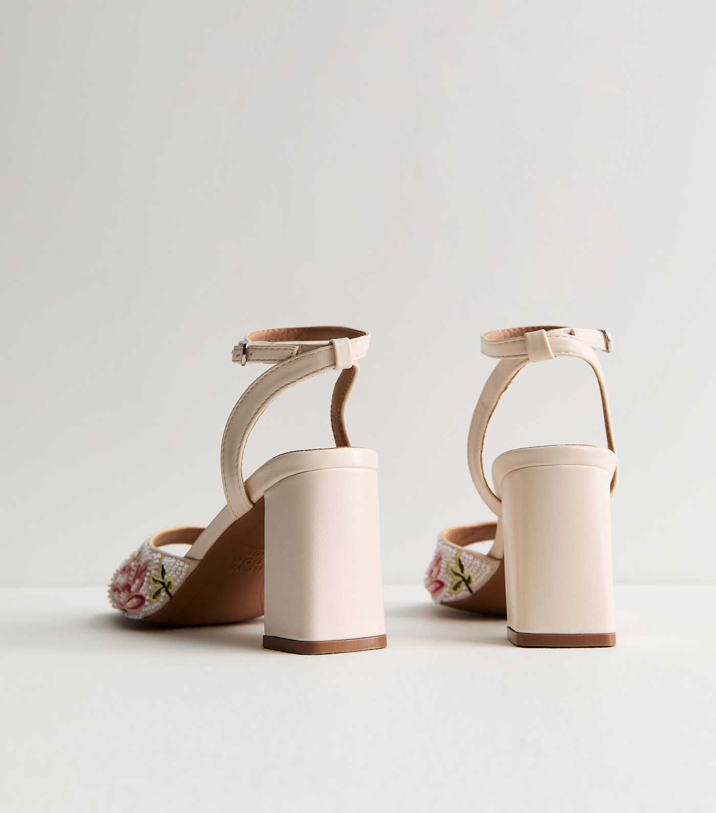 Off White Beaded Floral Block Heel Sandals | New Look | New Look (UK)