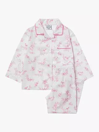 Trotters Kids' Floral Fawn Cotton Poplin Pyjama Set | John Lewis (UK)