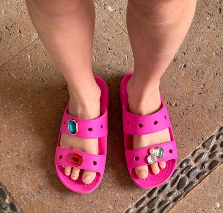 Croc slides with some gem charms to spice them up. 🩷 #kids #kidshoes #crocs

#LTKkids #LTKswim #LTKover40