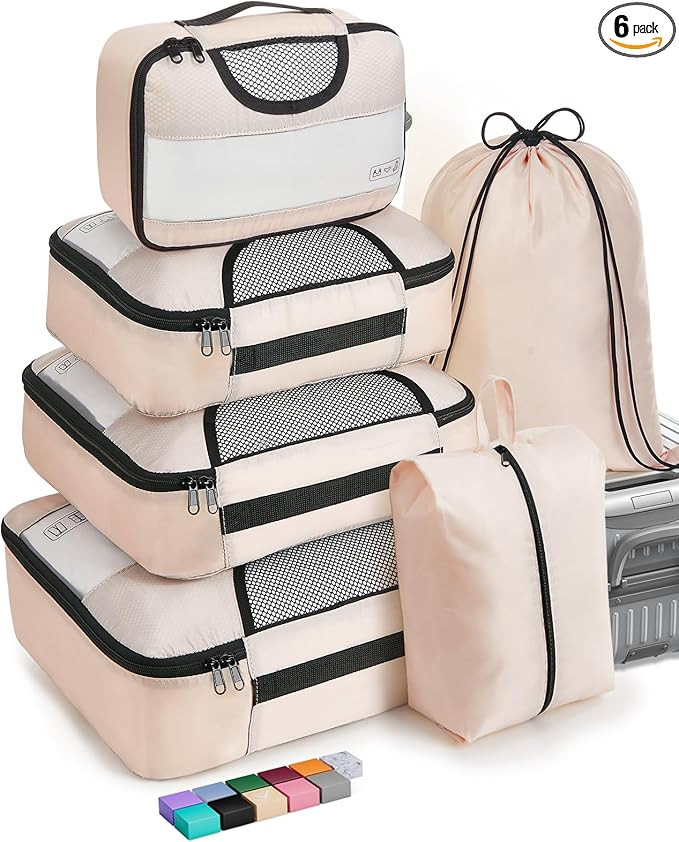 6 Set Packing Cubes for Suitcases, Travel Organizer Bags for Carry on Luggage, Veken Suitcase Org... | Amazon (US)