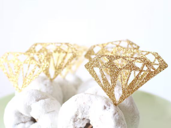 Gold Glitter Diamond Cupcake Topper Diamond Donut Topper - Etsy | Etsy (US)