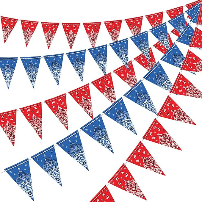 Boao 5 Pack Western Cowboy Party Decorations Bandana Pennant Banner Wild West Decor Western Cowbo... | Amazon (US)