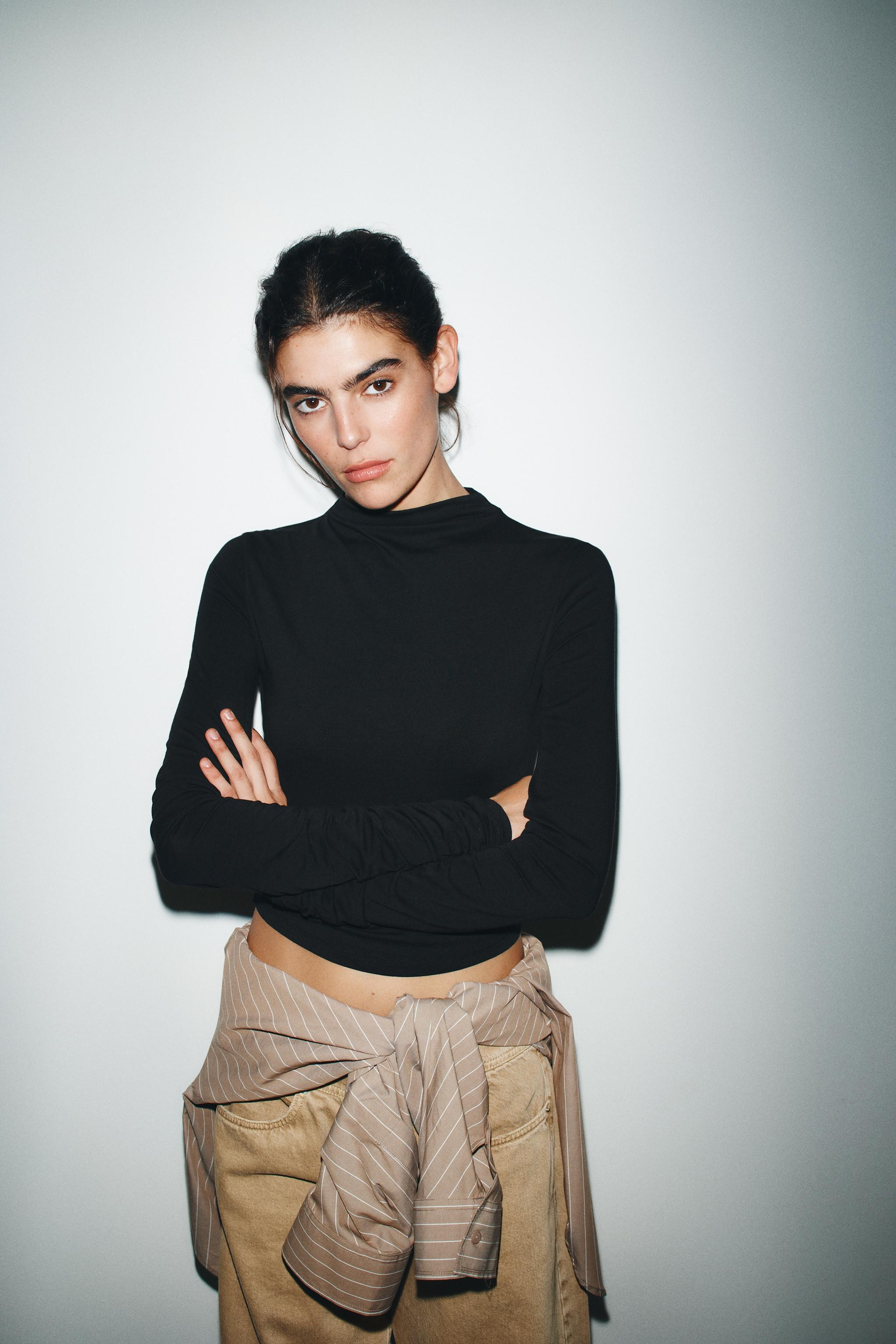 COTTON MODAL RUCHED T-SHIRT | Zara US