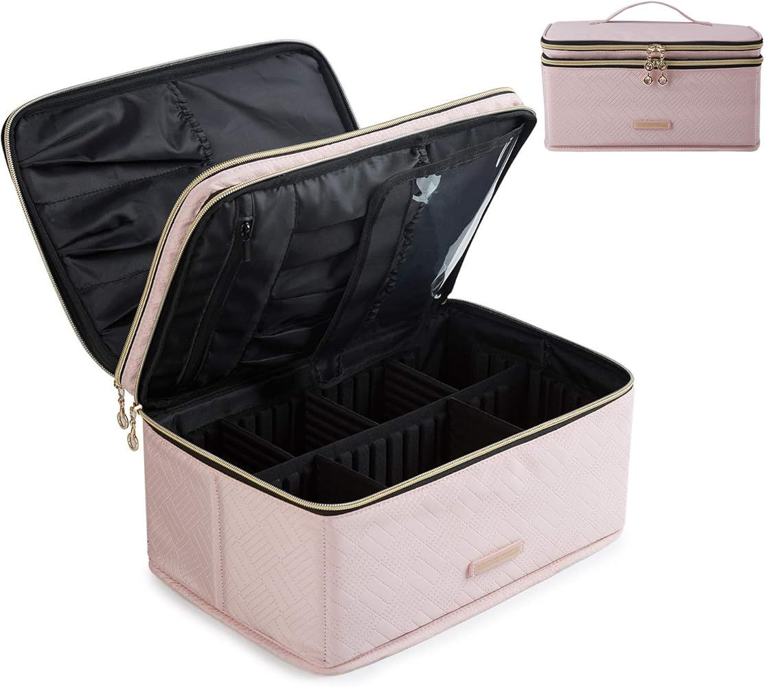 Makeup Bag, LIGHT FLIGHT Cosmetic Bag Large Makeup Case Organizer with Adjustable Dividers for Cosme | Amazon (US)