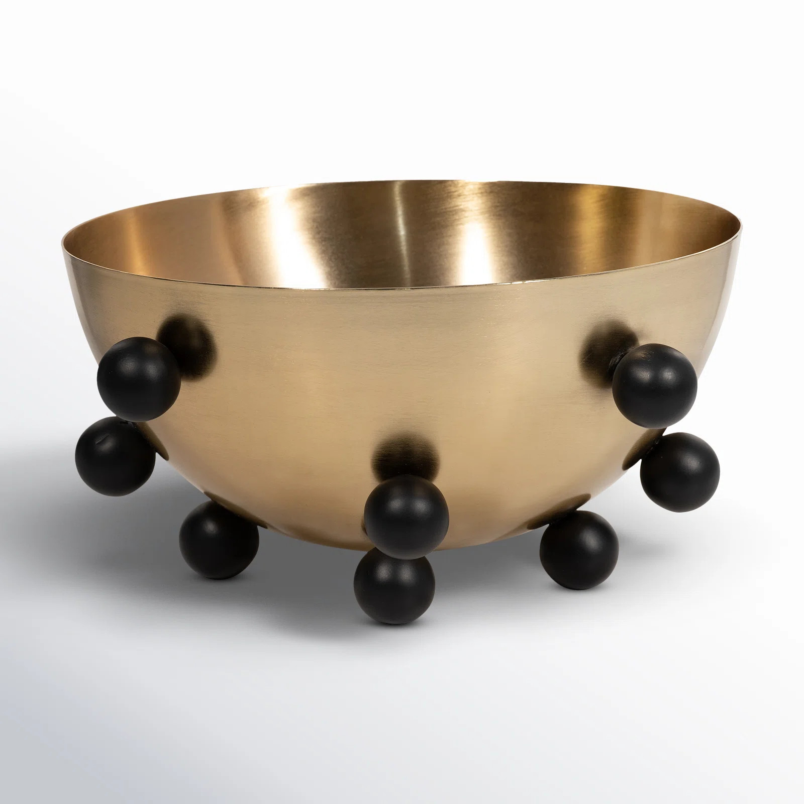 Modern Glam Iron Metal 13" Bubble Bowl In Gold and Black - 13" x 13" x 6" | Joss & Main